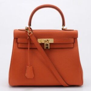 Rare orange clemence with gold hardware Teddy Blake Buti eva kelly bag